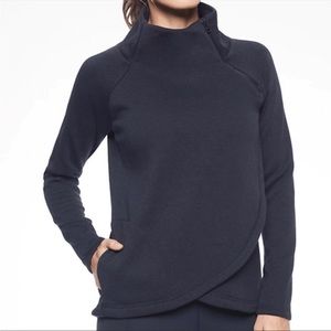 Athleta Cozy Karma Asymmetric Wrap Front Thumbhole Sleeve Grey Pullover …